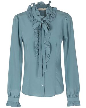 Ulla Johnson Overhemden ,Blauw ,Catroux Lange Mouw Zijde Blouse