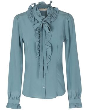 Ulla Johnson Overhemden ,Blauw ,Catroux Lange Mouw Zijde Blouse