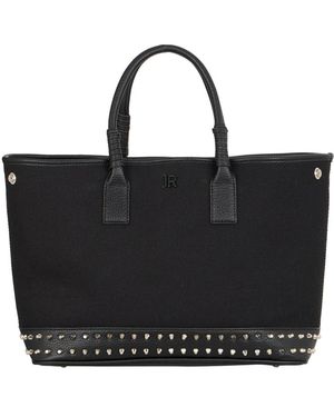 John Richmond Tassen ,Zwart ,Katoen Tote Bag Met Studded Bodem En Jr Logo