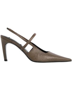 TOTEME Schoenen ,Leer Stiletto Slingbacks Met Hagedisreliëf - Bruin