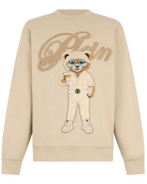 Philipp Plein Hoodies & Sweatvesten ,Katoen Sweatshirt Ls Teddy - Naturel