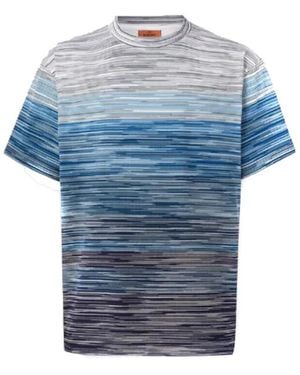 Missoni Gestreept T-Shirt Met Korte Mouwen En Ronde Hals - Blauw