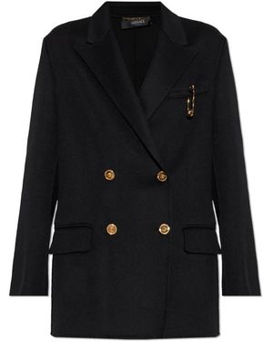 Versace Korte Double-Breasted Jas - Zwart
