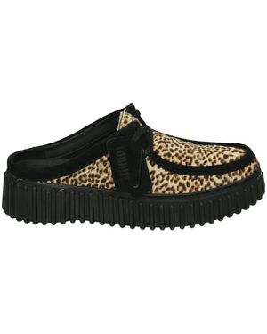 Clarks Schoenen ,Zwart ,Leer Sportieve Zwarte Muil Pantoffels