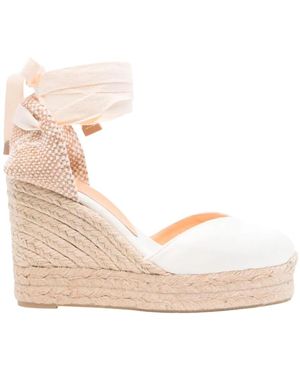 Castañer Elegante Satin-Espadrilles Mit Jutekeil - Natur