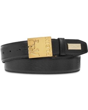 Philipp Plein Ledergürtel Skull And Plein - Schwarz