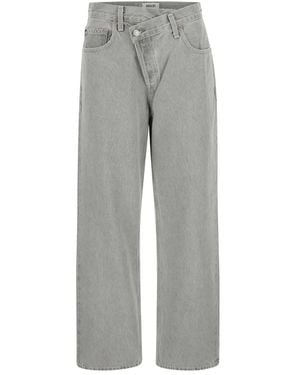 Agolde Broeken ,Grijs ,Denim Wide Broeken