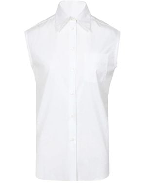 N°21 Overhemden ,Wit ,Katoen Witte Mouwloze Kraag Shirt