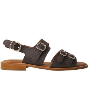 Calce Braune Ledersandalen Mit Schnallenverschluss