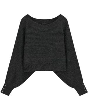 Guess Truien & Vesten ,Grijs ,Polyester Boat Neck Emily Trui - Zwart
