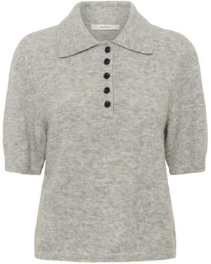 Gestuz Tops ,Grijs ,Leer Polo Shirt