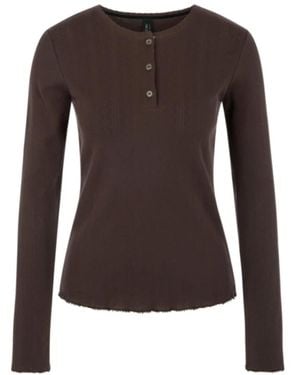 Marc Cain Truien & Vesten ,Bruin ,Katoen Ajour Ronde Hals Gebreide Shirt