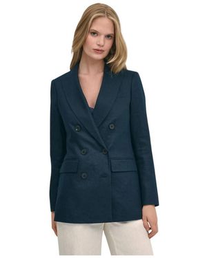 Brooks Brothers Leinen-Zweireiher Mit Steigendem Revers - Blau