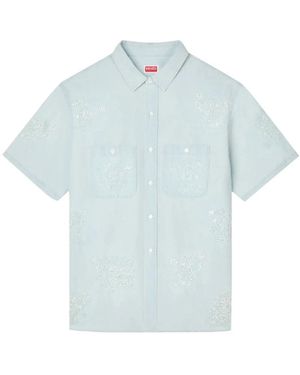 KENZO Overhemden ,Blauw ,Short Sleeve Shirts