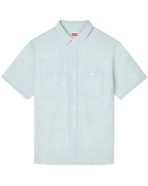 KENZO Overhemden ,Blauw ,Short Sleeve Shirts