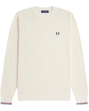 Fred Perry Round-Neck Strickwaren - Weiß