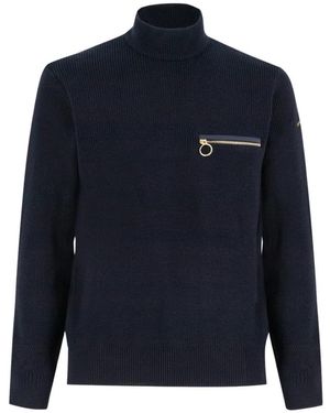 Paul & Shark Wollpullover mit rundhalsausschnitt und goldfarbenem reißverschluss - Blau