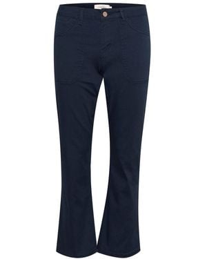 Cream Wide Trousers - Blue