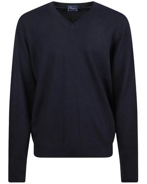 Drumohr Kaschmir-Pullover Mit V-Ausschnitt - Blau