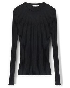 mötivi Flachripp-Strickpullover Mit Ausgestelltem Bündchen - Schwarz