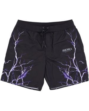 PHOBIA ARCHIVE All Over Lightning Print Badeshorts - Blau
