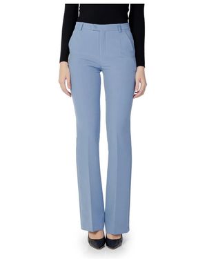 Sandro Ferrone Broeken ,Blauw ,Polyester Lichtblauwe Effen Broek Rits Sluiting