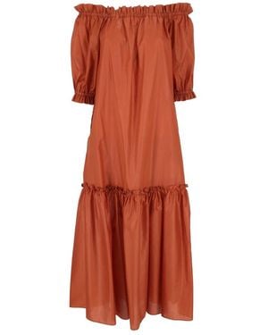 Hanita Langes Schulterfreies Kleid Bombay Farbe - Rot