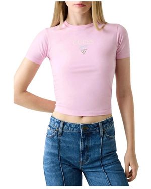 Guess Tops ,Roze ,Katoen J1314 T-Shirt - Paars