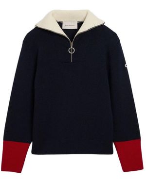 Ami Paris Zipped Collar Wool Sweater - Blauw