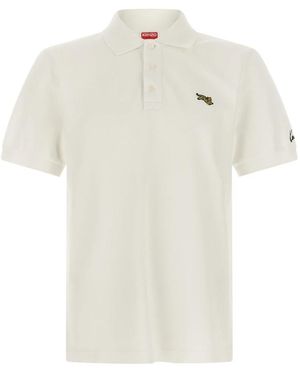 KENZO Tops ,Wit ,Katoen Jumping Tiger Geborduurd Slim Polo