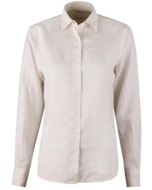 Stenströms Overhemden ,Linnen Linnen Oversized Shirt Met Parelknopen - Naturel