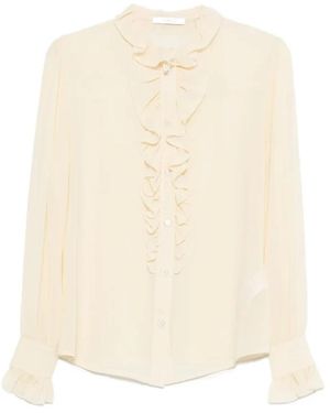 Vivetta Georgette-Bluse Mit Rüschen - Natur