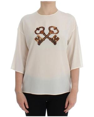 Dolce & Gabbana Sequin Embellished Silk Blouse - Grijs