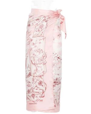 Ferragamo Zijden Stola - Roze
