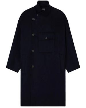 Emporio Armani Double-Breasted Coats - Blue