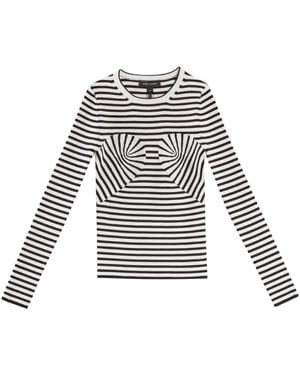 Marc Jacobs Truien & Vesten ,Veelkleurig ,Gestreepte Gebreide Crewneck Trui - Wit