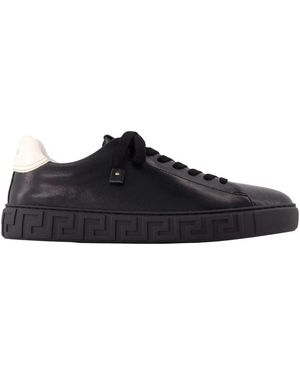 Versace Schoenen ,Zwart ,Leer Greca Leren Sneakers