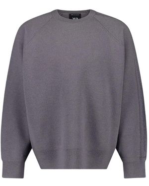 Y-3 Grijze Gebreide Crew Sweater - Grijs