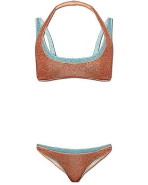 Oséree Badmode ,Oranje ,Tweed Tweedelig Badpak Met Lurex Garen