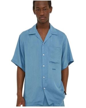 MSGM Cupro Bowling Shirt - Blauw