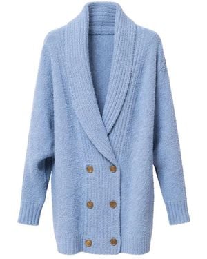 Elisabetta Franchi Jassen ,Blauw ,Leer Double-Breasted Coat
