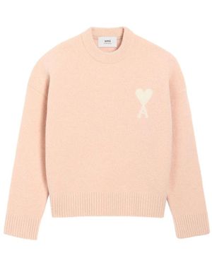 Ami Paris Round-Neck Knitwear - Pink
