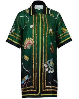 CASABLANCA Luxe Juweelprint Zijden Overhemdjurk - Groen