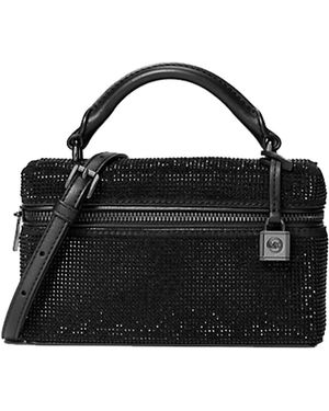 Michael Kors Jana Extra-Small Umhängetasche Aus Verziertem Wildleder - Schwarz