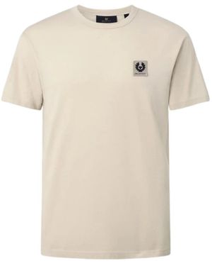 Belstaff Tops ,Grijs ,Katoen Patch T-Shirt - Naturel
