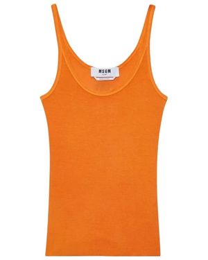 MSGM Tops ,Oranje ,Ribgebreide Tanktop