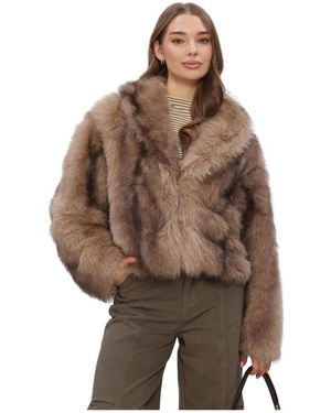 Refined Department Jassen ,Bruin ,Leren Jas Luka Van Imitatiebont