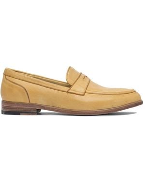 Sturlini Schoenen ,Geel ,Leer Gele Loafer Schoenen Voor Vrouwen - Naturel