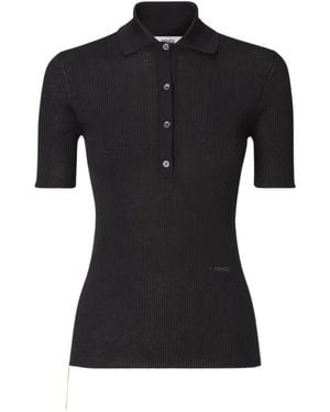 Fendi Polo Fine Merino Rib - Zwart