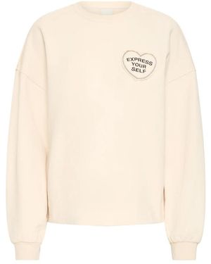 Ichi Hoodies & Sweatvesten ,Wit ,Sweatshirts & Hoodies
